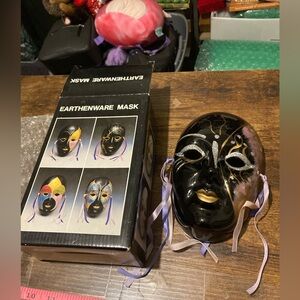 Vintage Earthenware hand painted ceramic mask